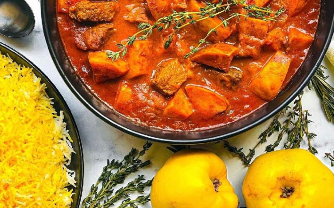 خورش به آلو یزدی با برنج