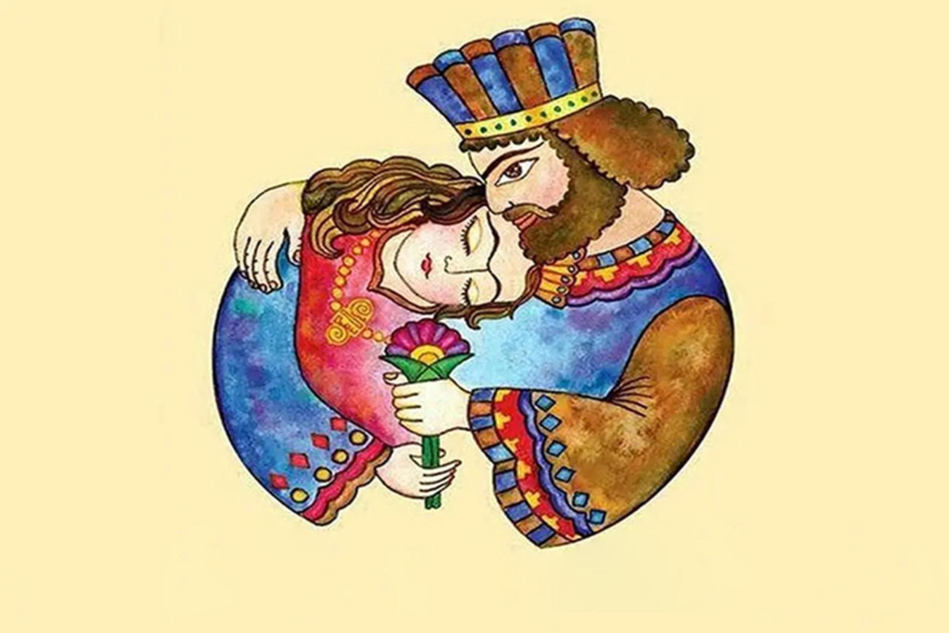 نقاشی نمادین برای سپندارمذگان؛ منبع عکس: وب‌سایت tacharabook.ir؛ پدیدآور: نامشخص