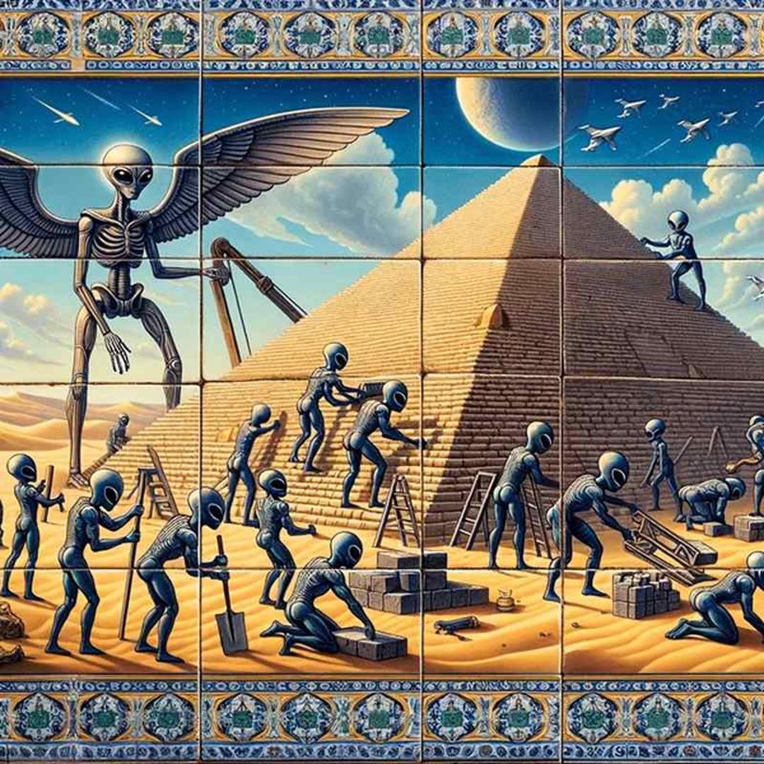 ساخت اهرام مصر توسط بیگانگان، منبع عکس: سایت shutterstock، پدیدآورنده: AI