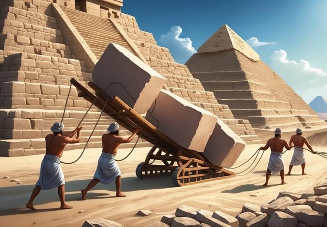 ساخت اهرام مصر توسط انسان ها، منبع عکس: سایت suchscience.net، پدیدآورنده: AI
