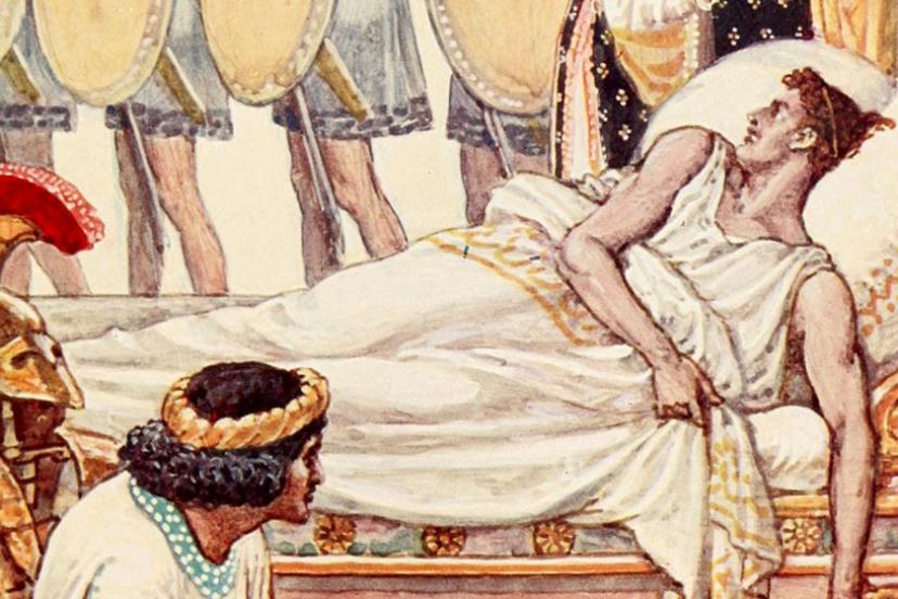 نقاشی اسکندر در بستر مرگ؛ منبع عکس: Wikimedia، پدیدآورنده: Walter Crane