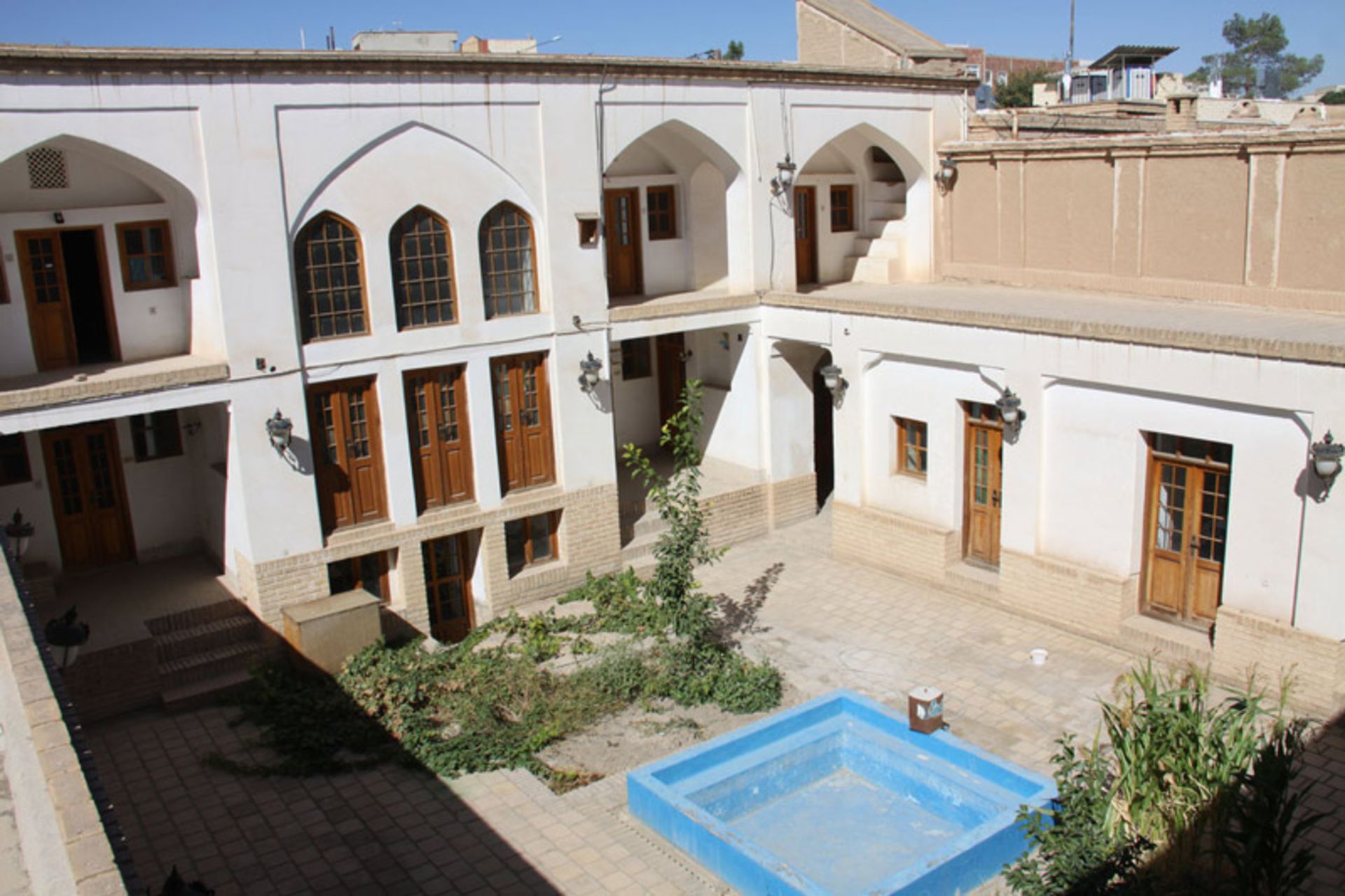 حیاط خانه تدین از نمای بالا؛ منبع: میراث آریا؛ عکاس: احسان ورامینی