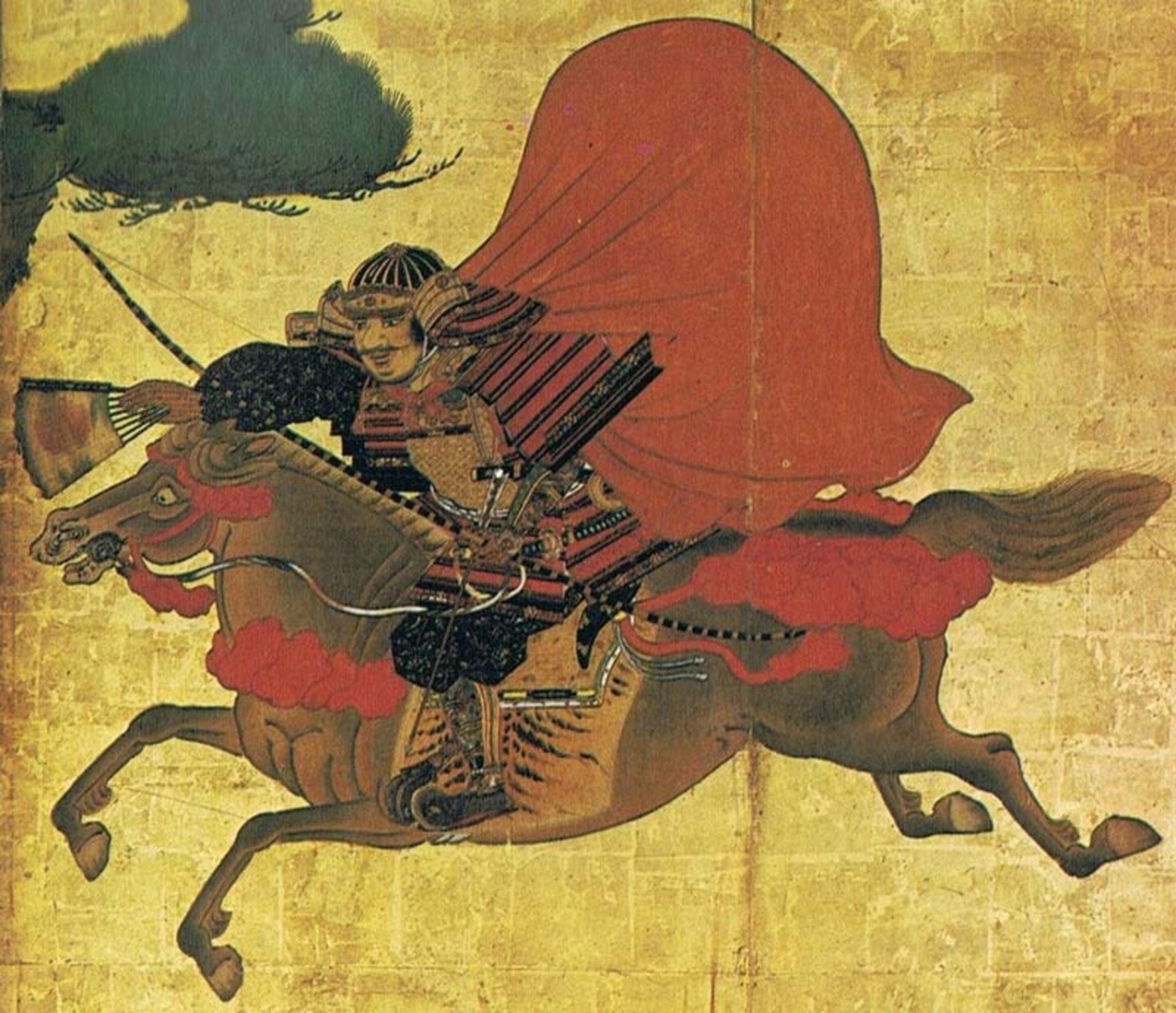 نقاشی سوارکار ژاپنی بادبزن به دست؛ منبع عکس: Samurai History & Culture Japan، پدیدآورنده: نامشخص