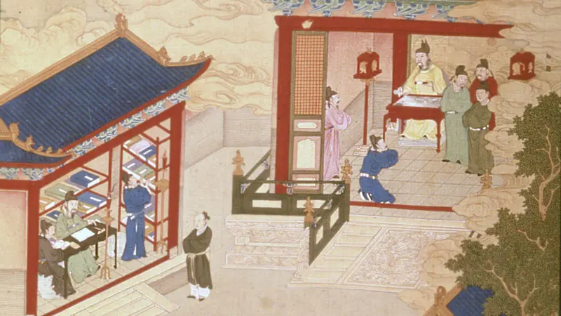 نقاشی از تولید کاغذ در چین باستان؛ منبع عکس: history.com