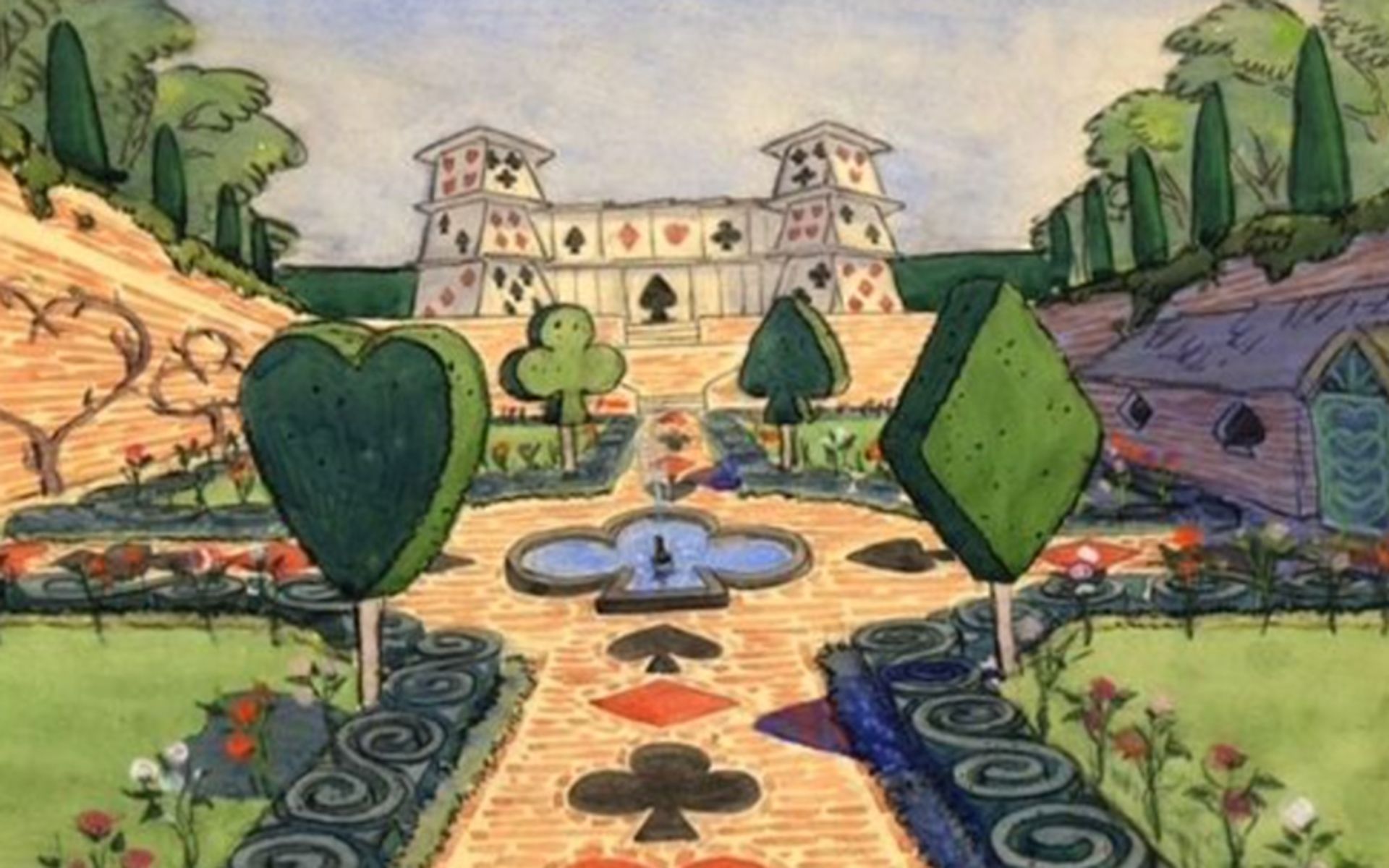 باغ و قصر ملکه قلب‌ها در انیمیشن آلیس در سرزمین عجایب