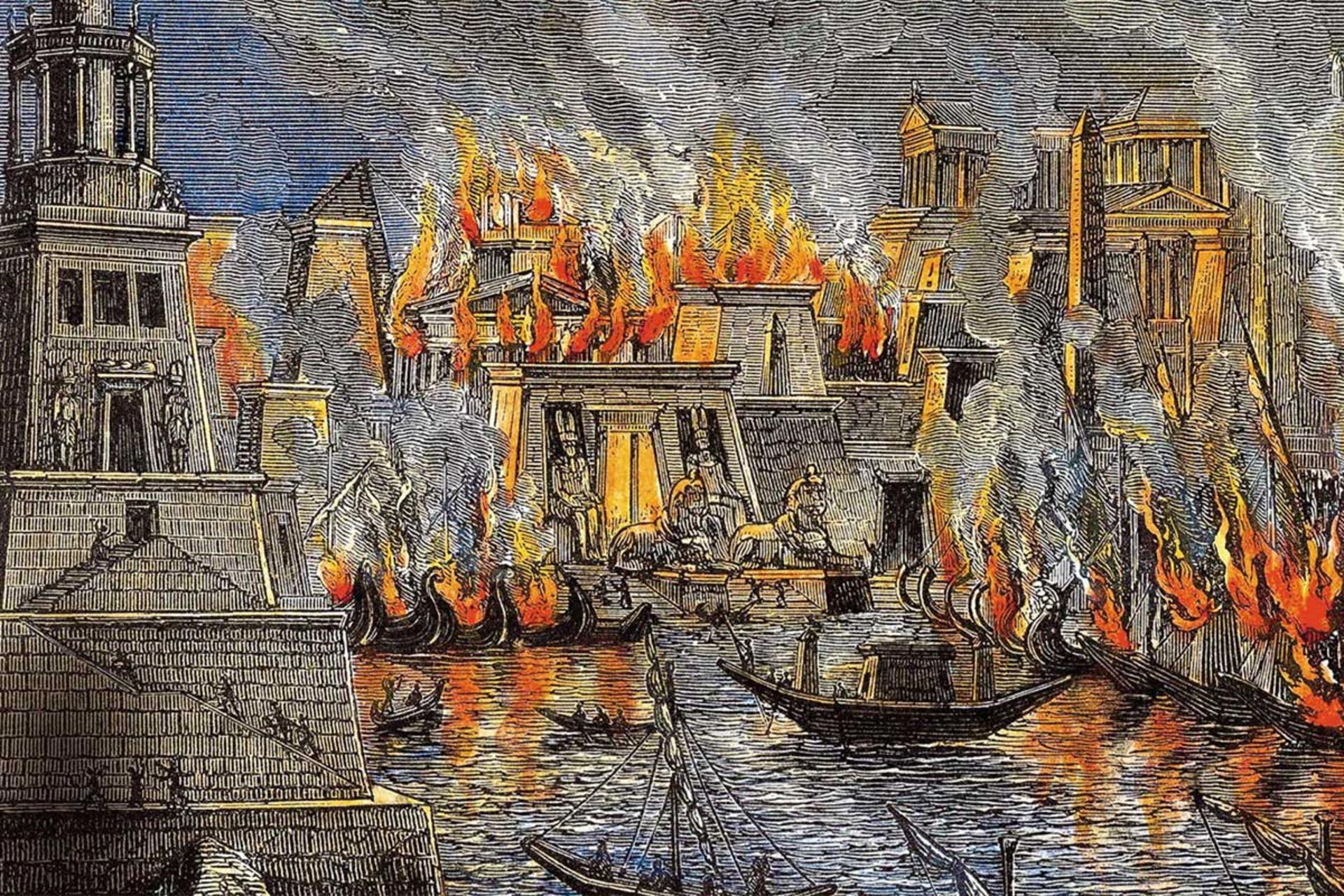 آتش سوزی کتابخانه اسکندریه مصر