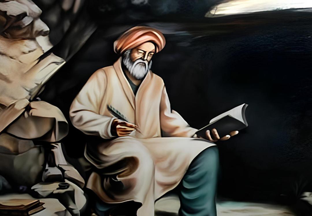 نقاشی ناصرخسرو قبادیانی در کوهستان یمگان