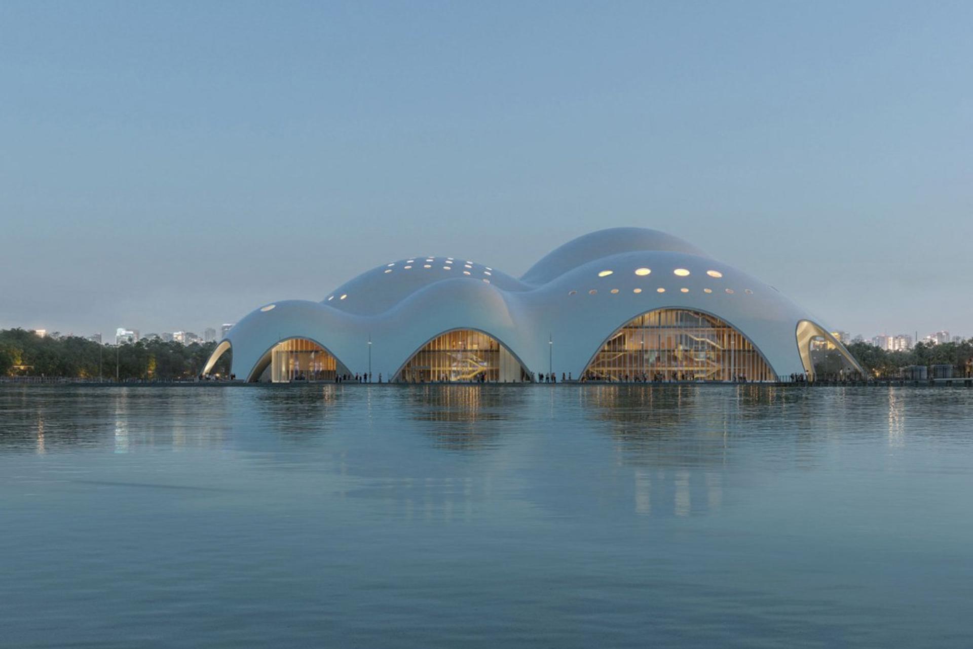 نورپردازی خانه اپرای هانوی هنگام عصر