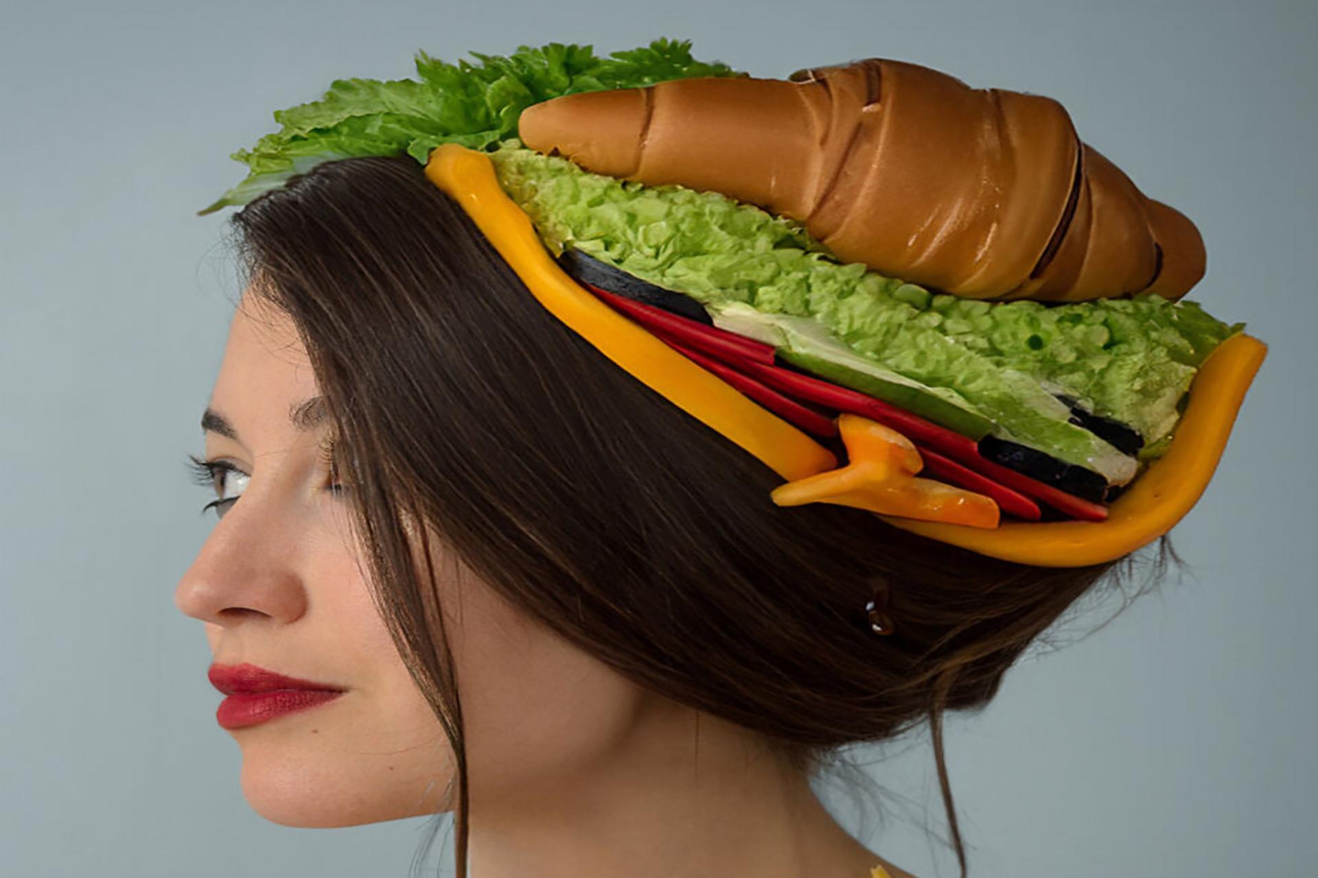 پرتره نیم رخ زنی با کروسانی بر سر