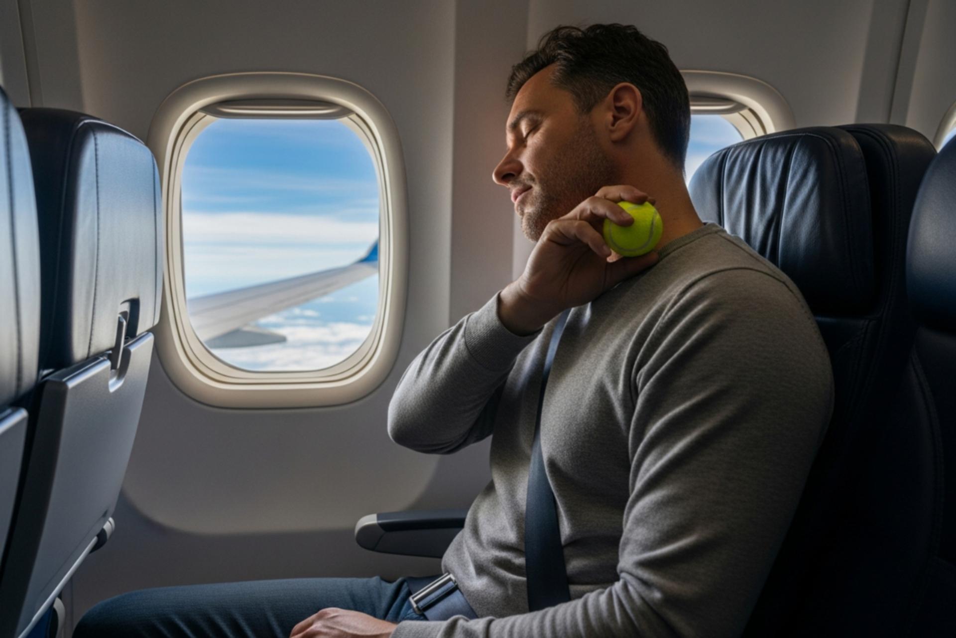 ترفندی ساده برای بدن‌درد هواپیما؛ یک توپ تنیس همراه داشته باشید!