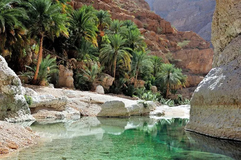 فضای سبز و آباد وادی شاب، عمان