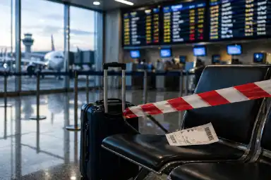 بلیط هواپیما و فضای داخلی فرودگاه