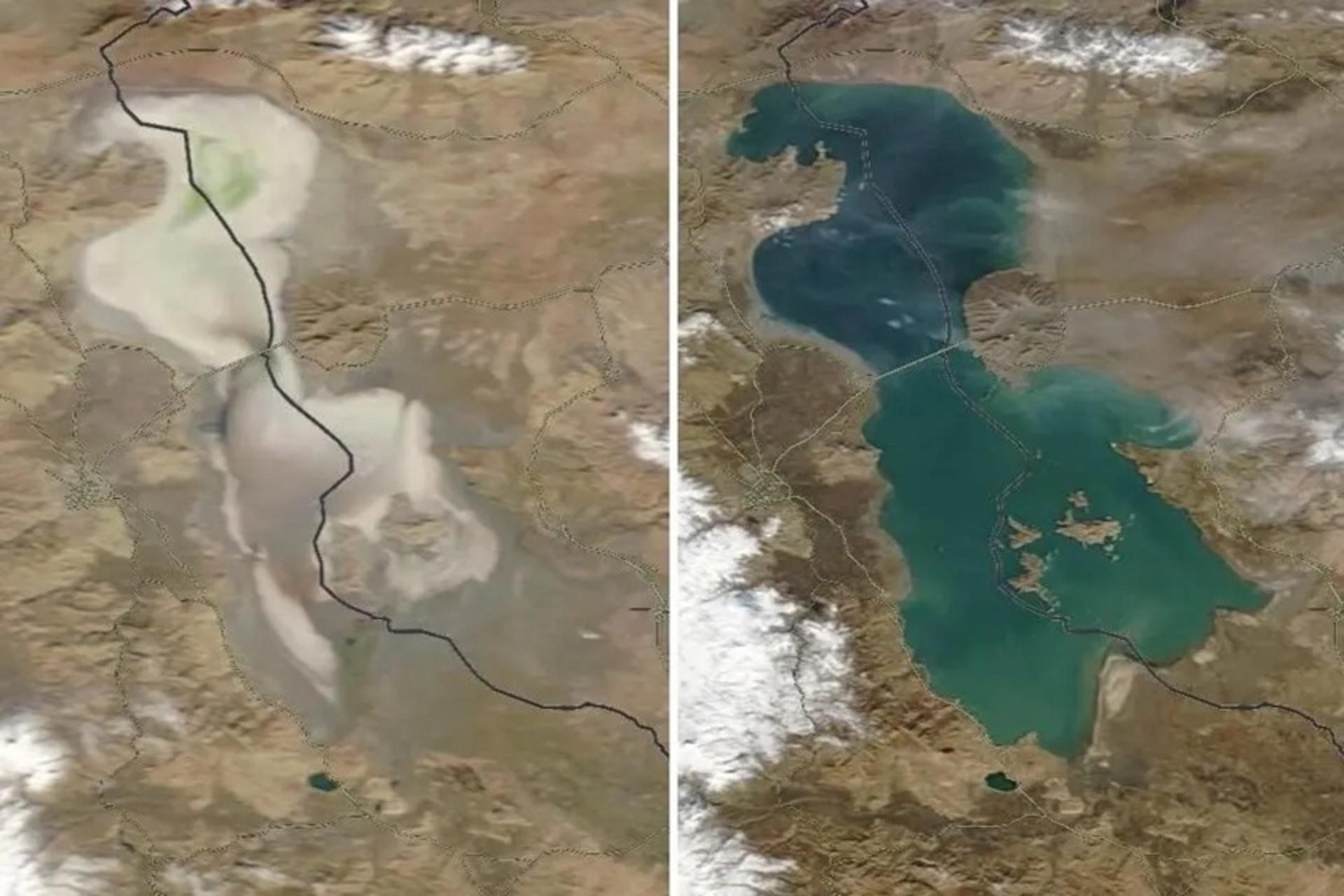 تصویر تازه ناسا از دریاچه ارومیه؛ اوضاع بهتر از سال گذشته شد