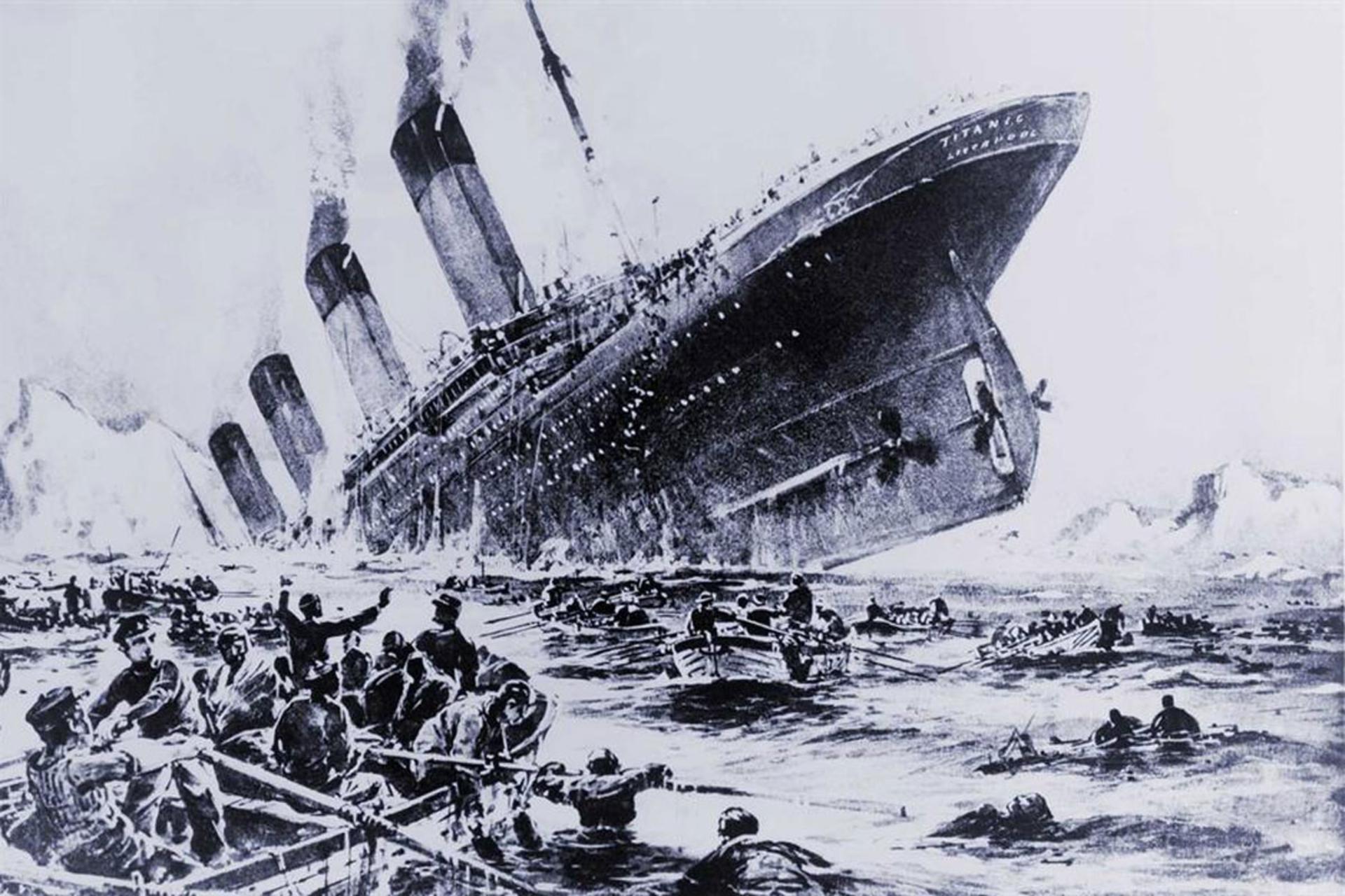 کشتی تایتانیک در حال غرق شدن