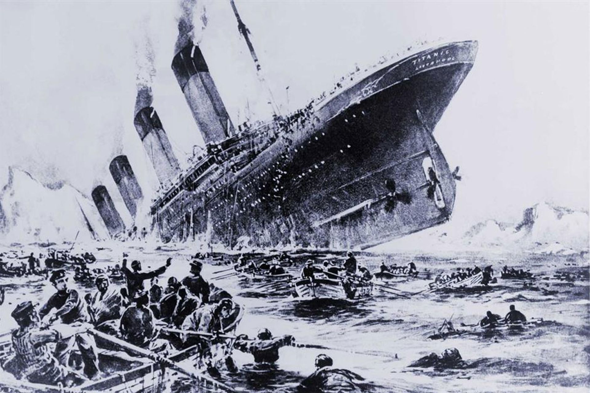 کشتی تایتانیک در حال غرق شدن