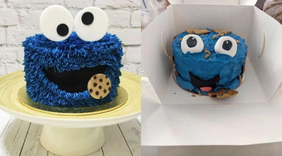 کیک آبی رنگ با تزئینات شخصیت کوکی‌مانستر (Cookie Monster)