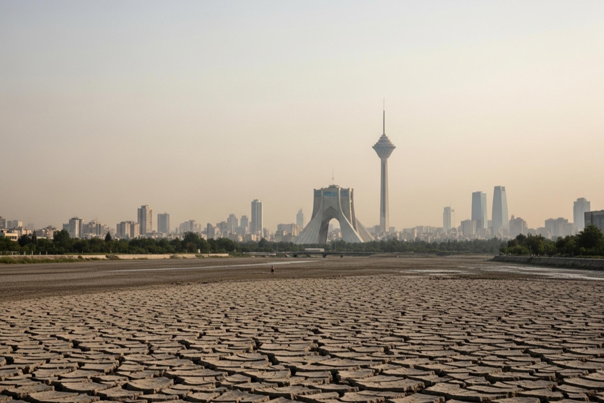 سد خشک و ترک خورده به دلیل خشکسالی