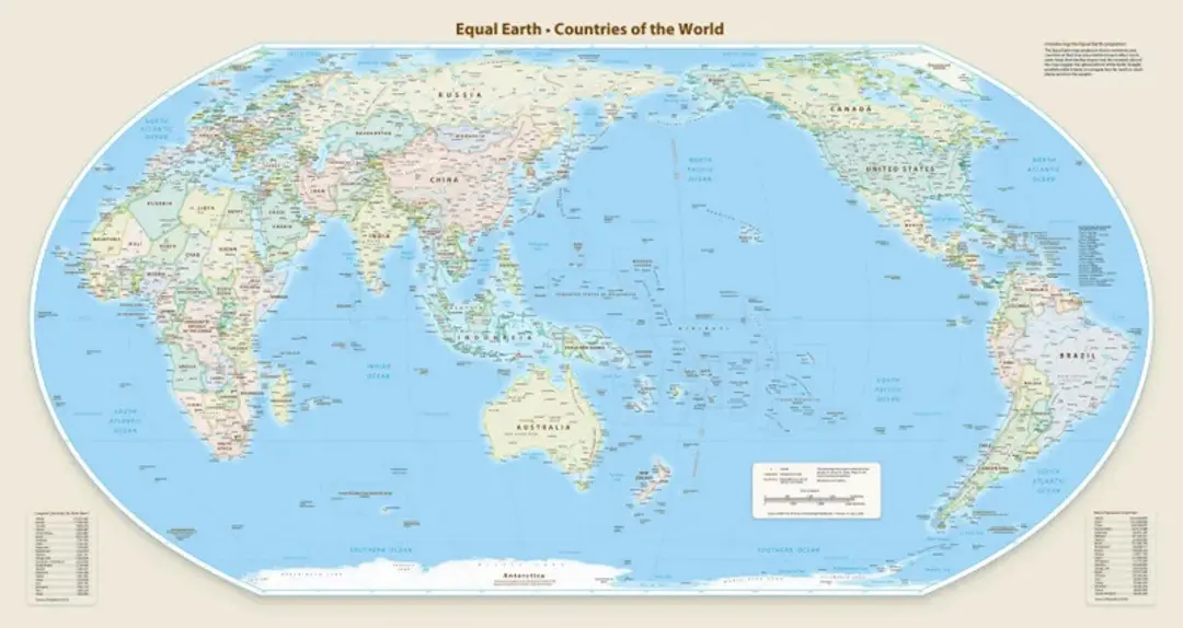 نقشه جهان با نمایش جدید قاره‌ها در طرح Equal Earth