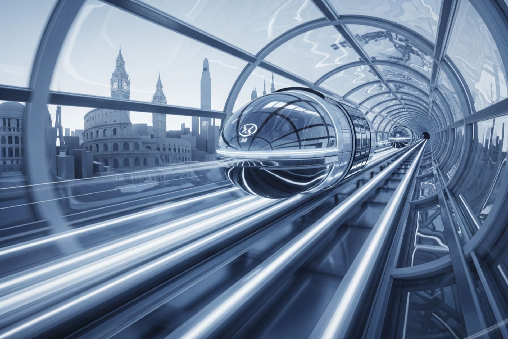 قطار هایپرلوپ پرسرعت در تونل شفاف در اروپا