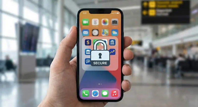 تصویر قفل امنیتی بزرگ روی صفحه گوشی