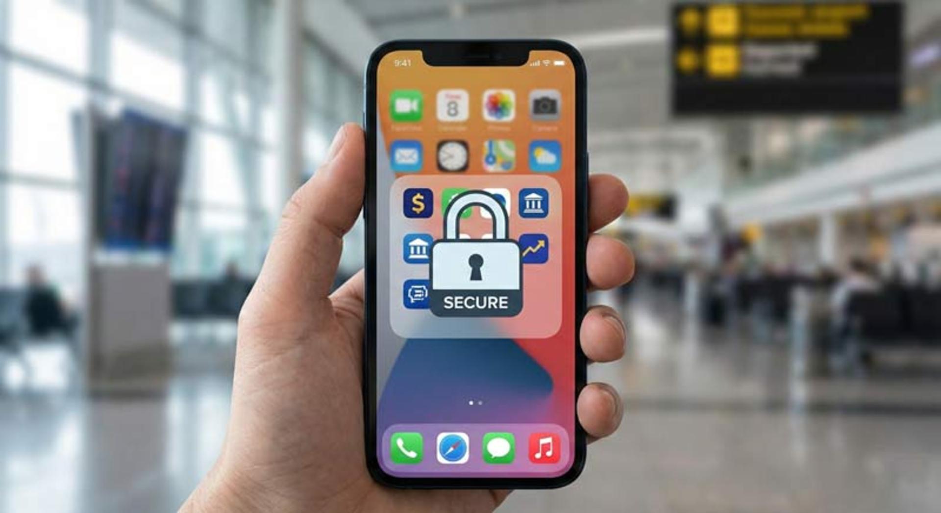 تصویر قفل امنیتی بزرگ روی صفحه گوشی