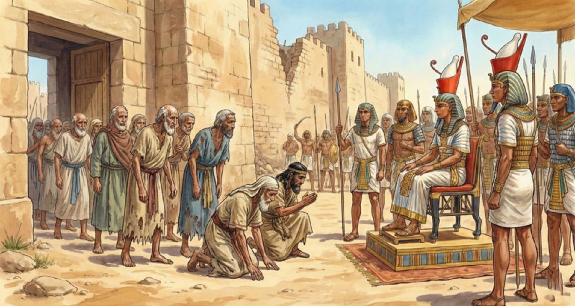 تصویر توتموس سوم و نیروهایش در برابر مردم شکست‌خورده