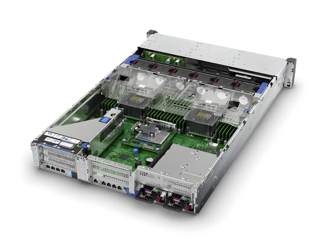 قطعات داخلی و برد اصلی سرور اچ پی (HPE ProLiant) با پردازنده‌ها و خنک‌کننده‌ها