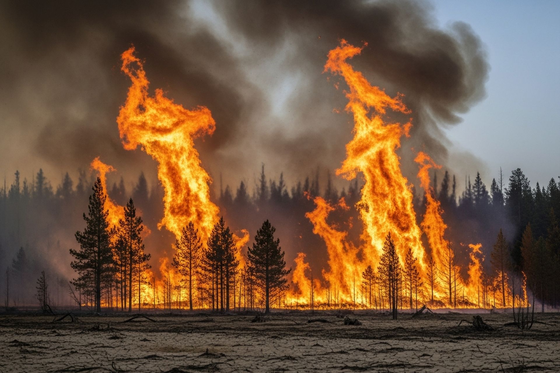 آتش‌سوزی گسترده در جنگل‌های ایران، دود و شعله.