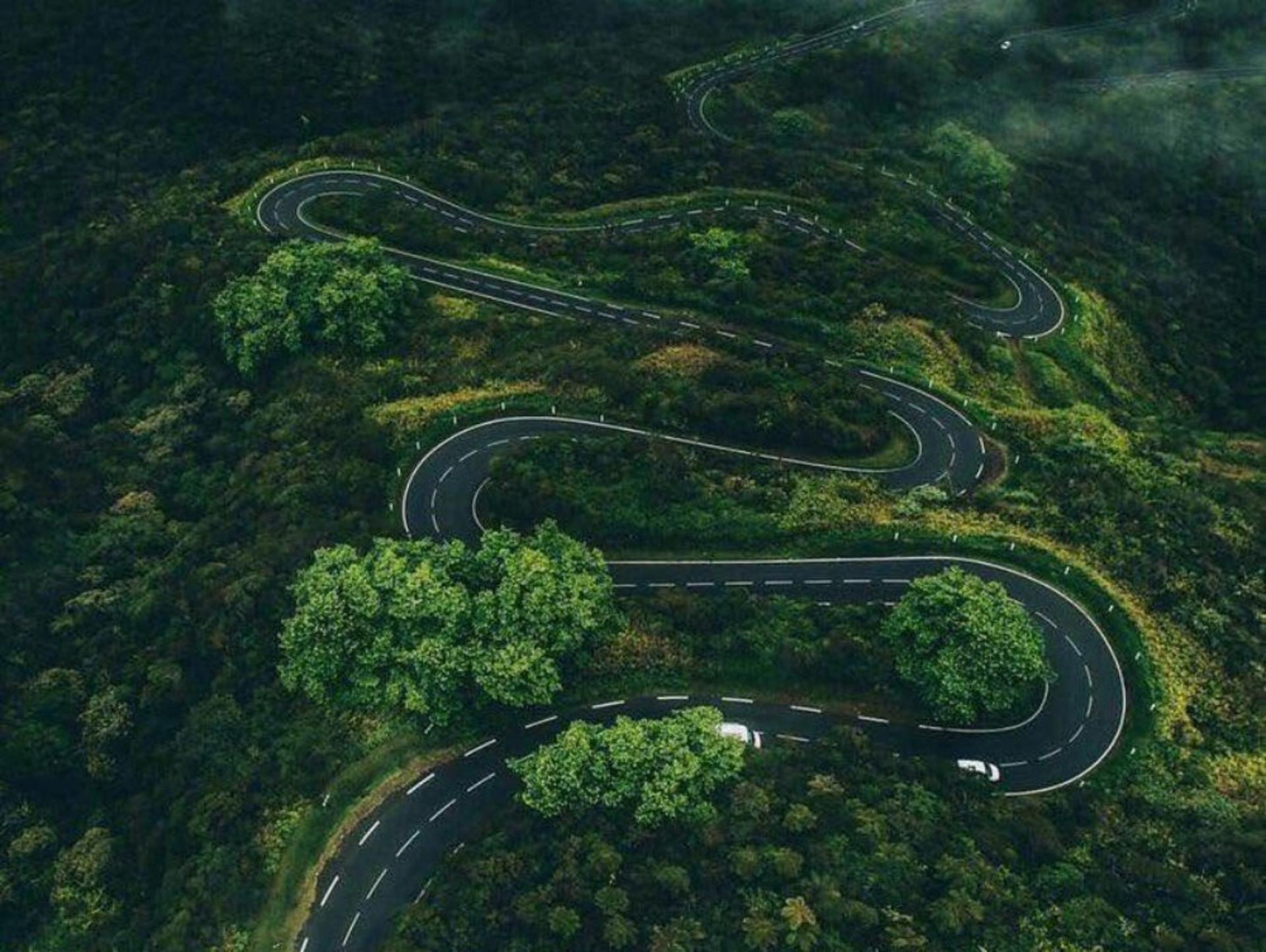 تصویری از نمای بالای جاده چالوس
