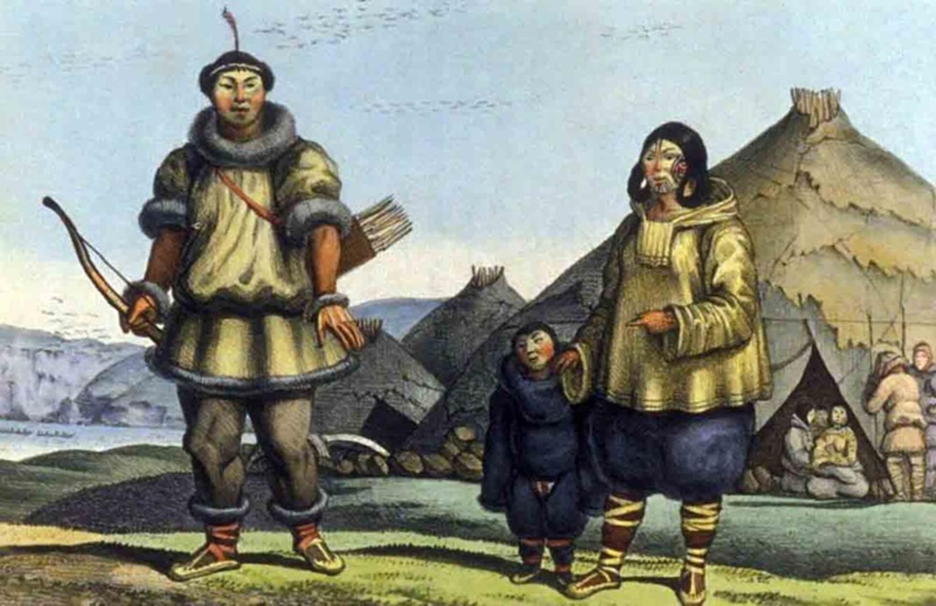 یک خانواده چوکچی، ترسیم‌شده توسط لوئی چوریس (۱۸۱۶)