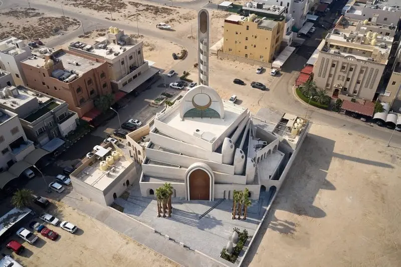 غکس هوایی از سازه حجمی مسجد مملوکی در کویت