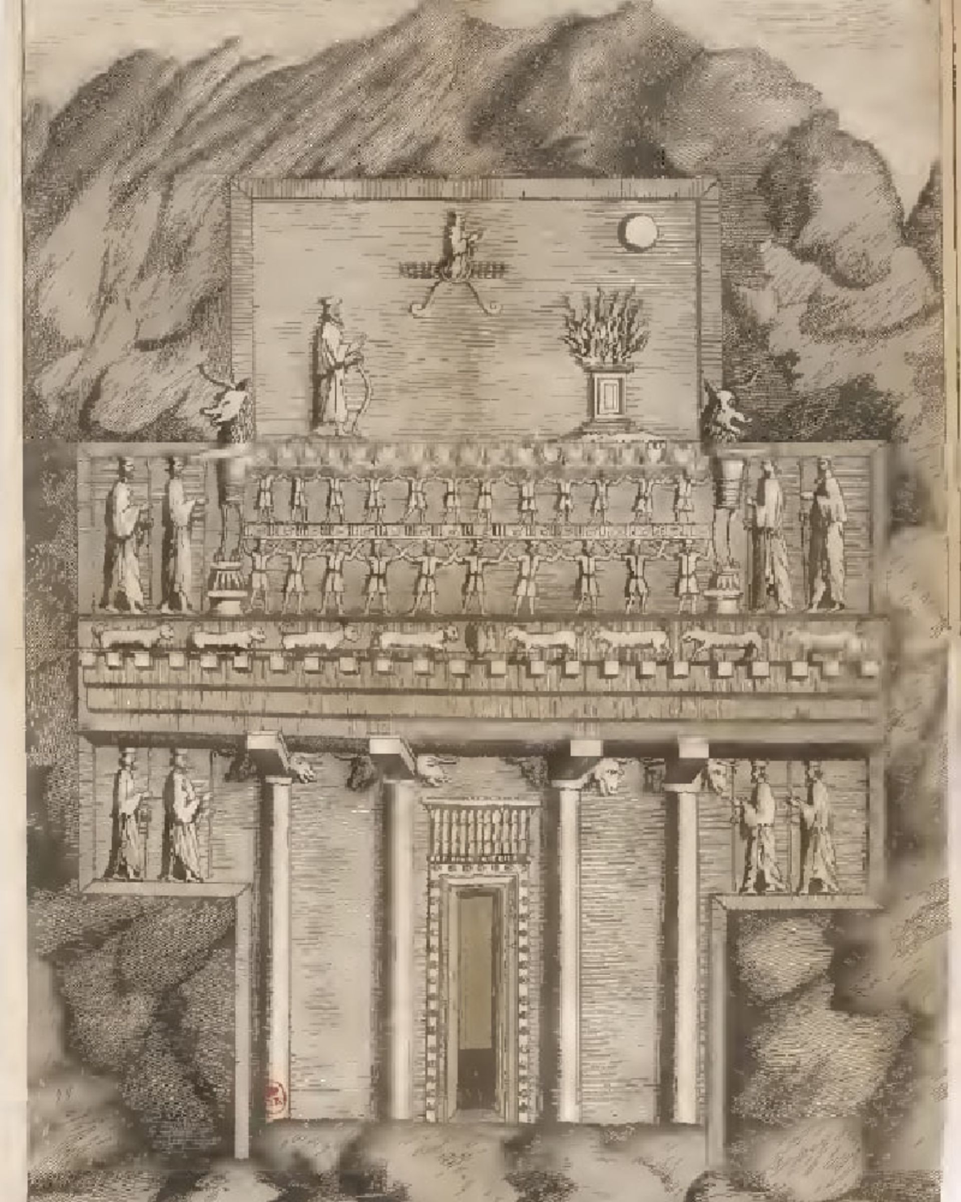 نقاشی از آرامگاه‌های تخت جمشید