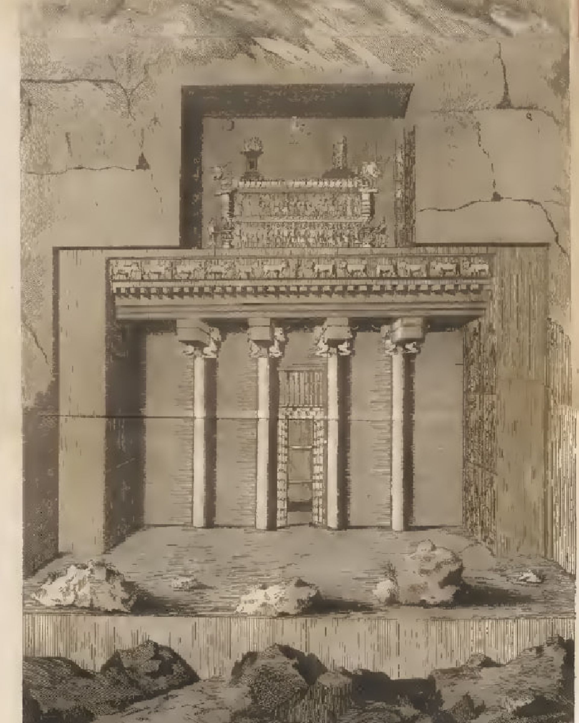 نقاشی از آرامگاه‌های تخت جمشید