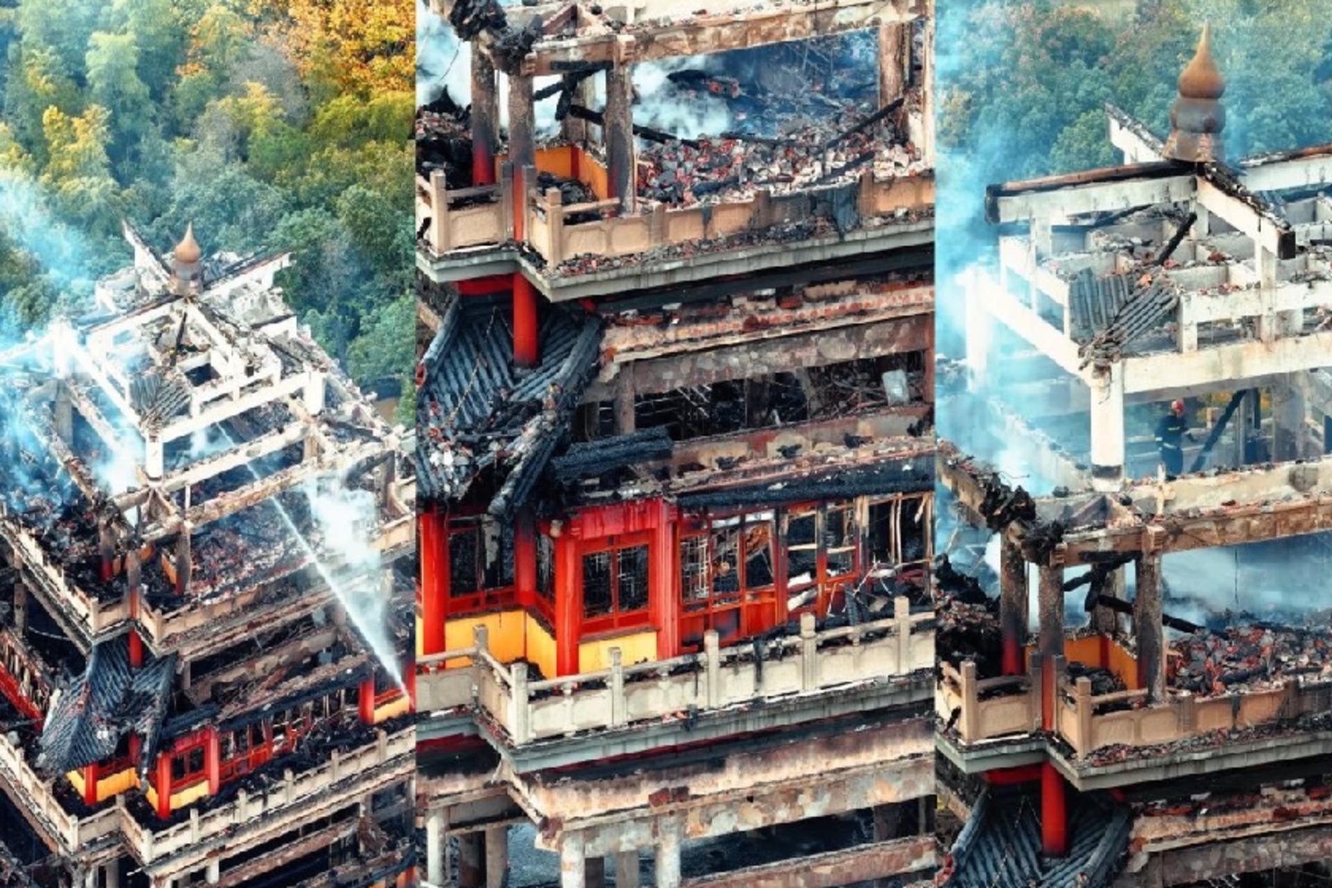 آتش سوزی معبد تاریخی یونگ‌چینگ 