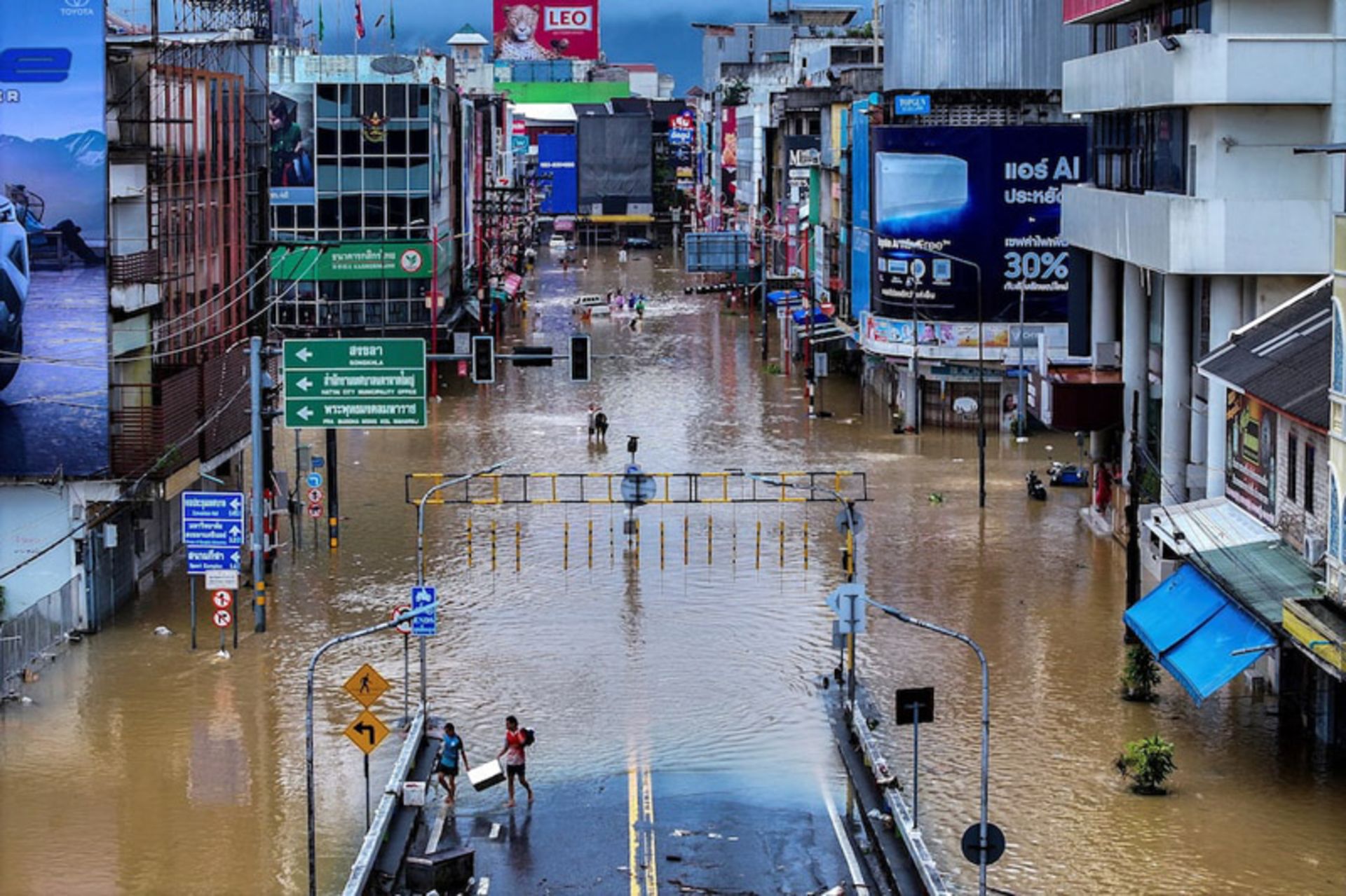 عکس هوایی از منطقه ای سیل زده در تایلند