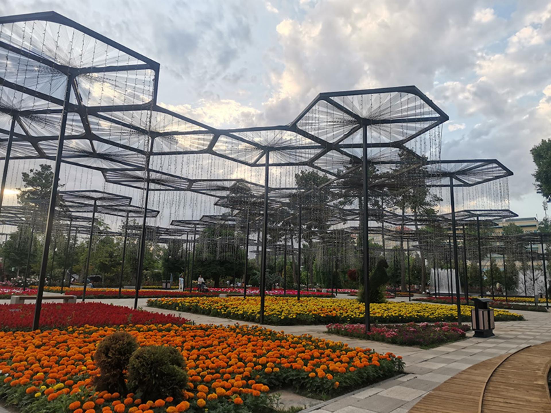 باغچه های گل در پارک رودکی تاجیکستان