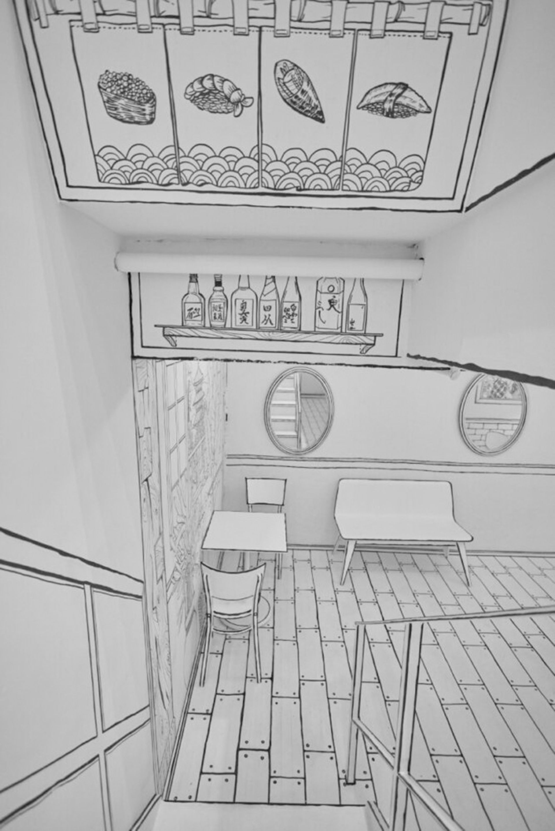 نمای دکور رستوران از راه پله