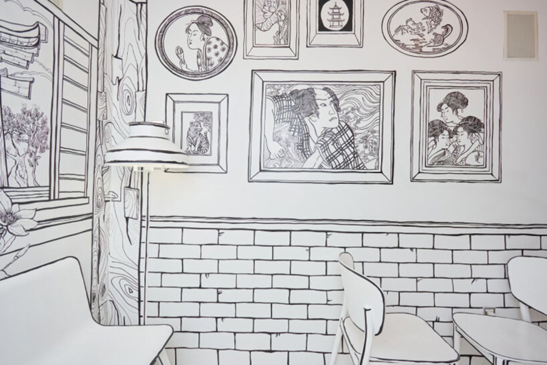 نقاشی ها و طراحی دیوار در رستوران دو بعدی منهتن