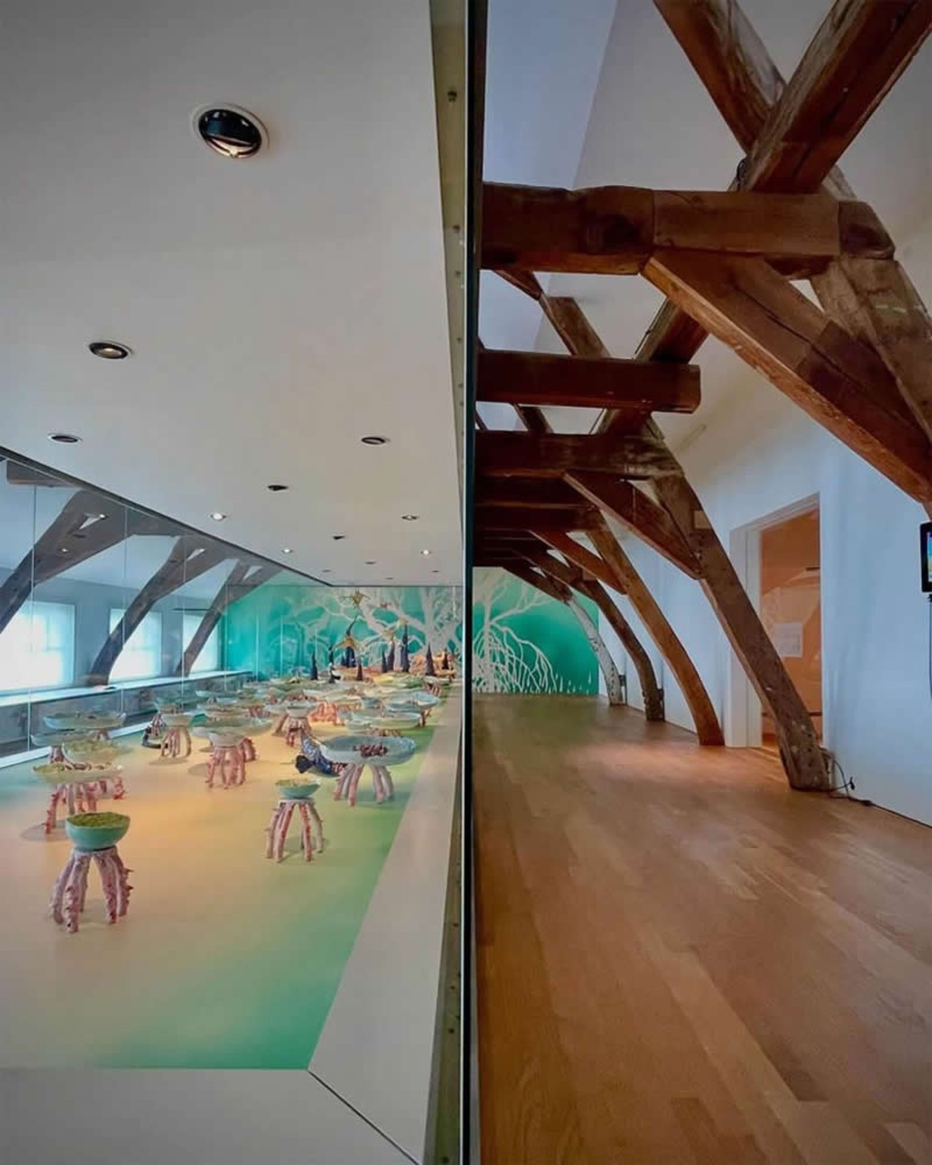 ترکیب سازه چوبی و شیشه ای در یک قاب