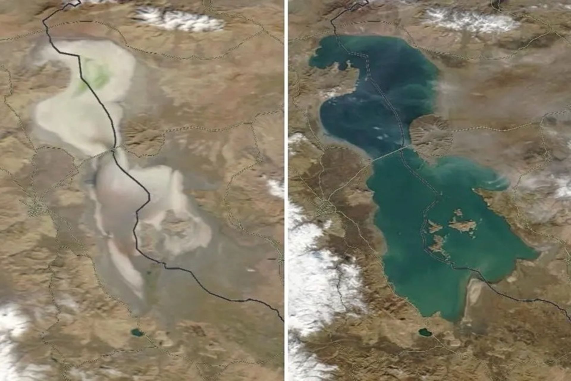 تصویر هوایی ناسا از دریاچه ارومیه