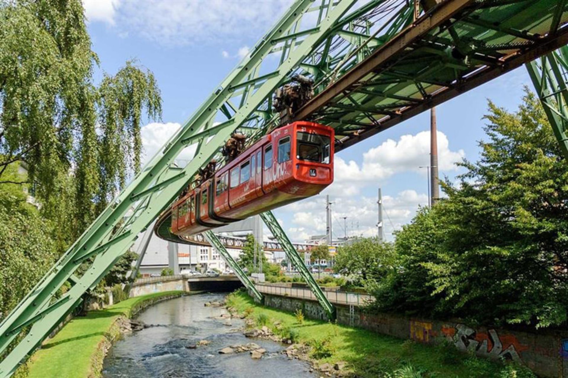 راه‌آهن معلق ووپرتال، آلمان بر فراز رودخانه ووپر